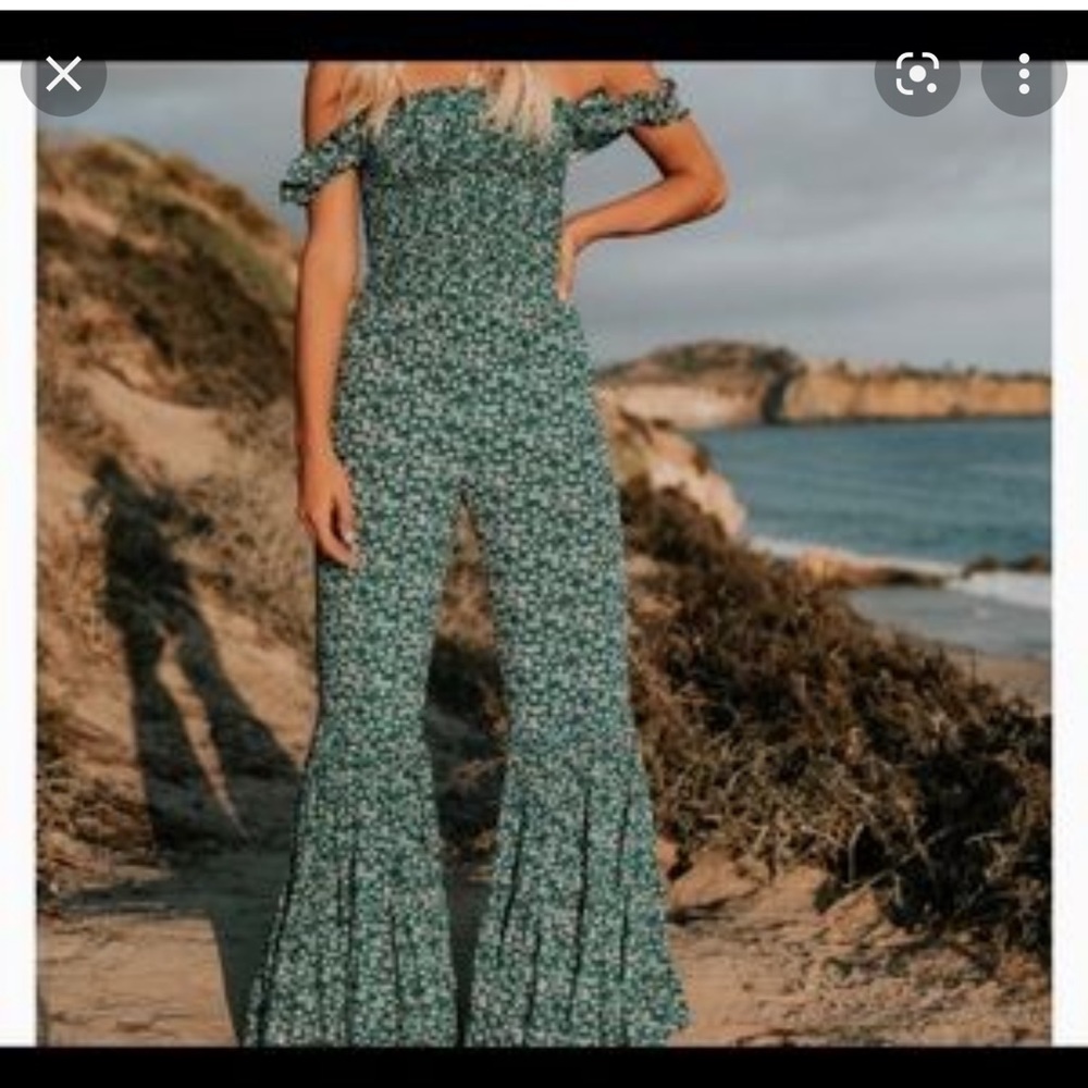 Vici smocked flare leg jumpsuit